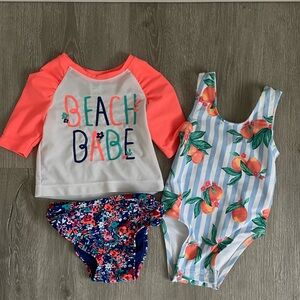Two Old Navy bathing suits for baby girl, size 6-12m.